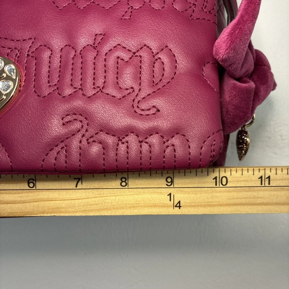 Juicy Couture Lovely Girl Shoulder Bag Purse Plum Berry Quilted Hearts Chunky‎